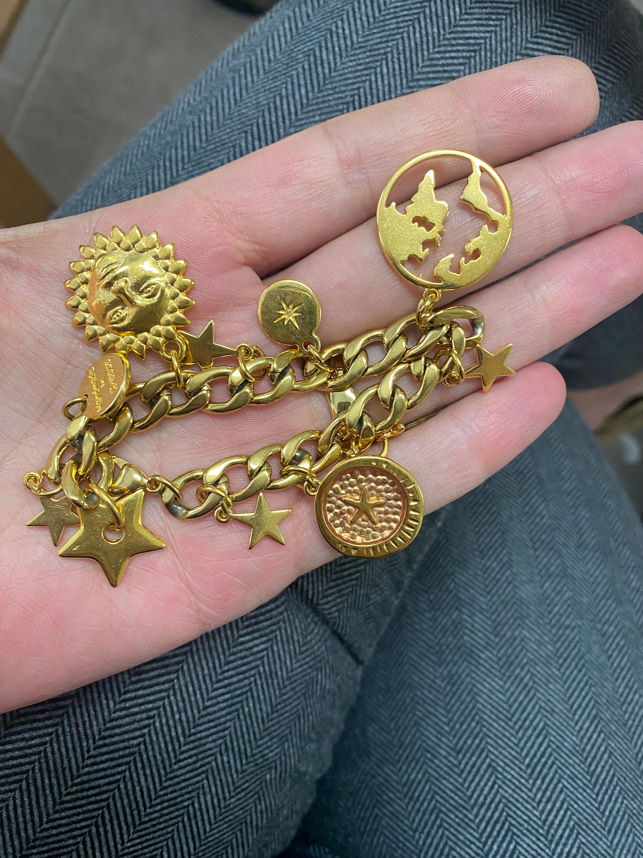 Moon Star Charms Bracelet, Gold Tone Multi Charm Bracelet Moon Star Charms Bracelet, Gold Tone Multi Charm Bracelet