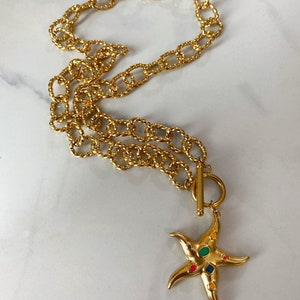 Gold plated Starfish necklace, chunky gold necklace, aesthetic jewelry, modern y2k jewelry, mermaid necklace, 90s style jewelry image 6