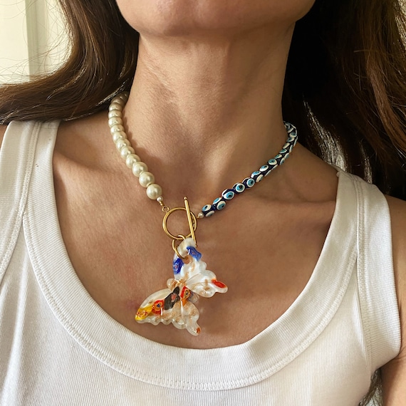 Butterfly charm choker deals