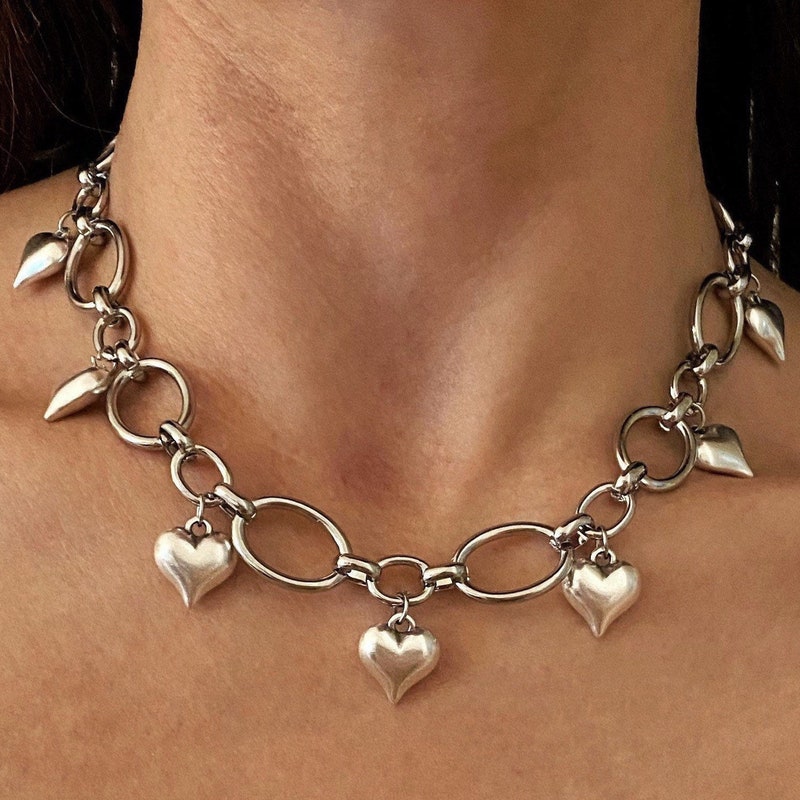 Chunky Heart Charms Necklace main image 1