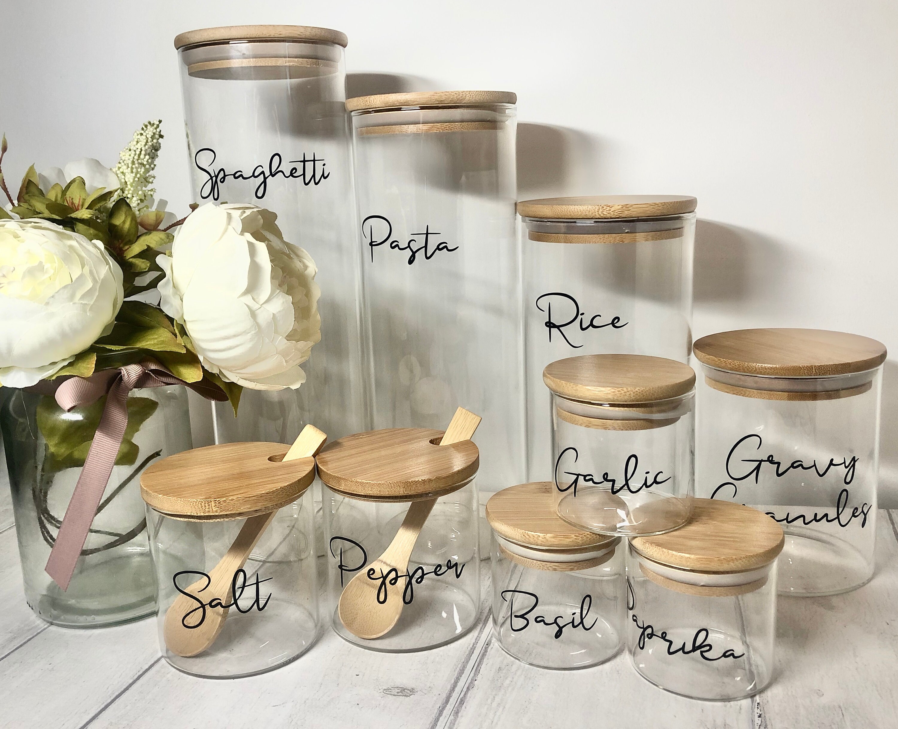 Personalised Bamboo Storage Glass Jar