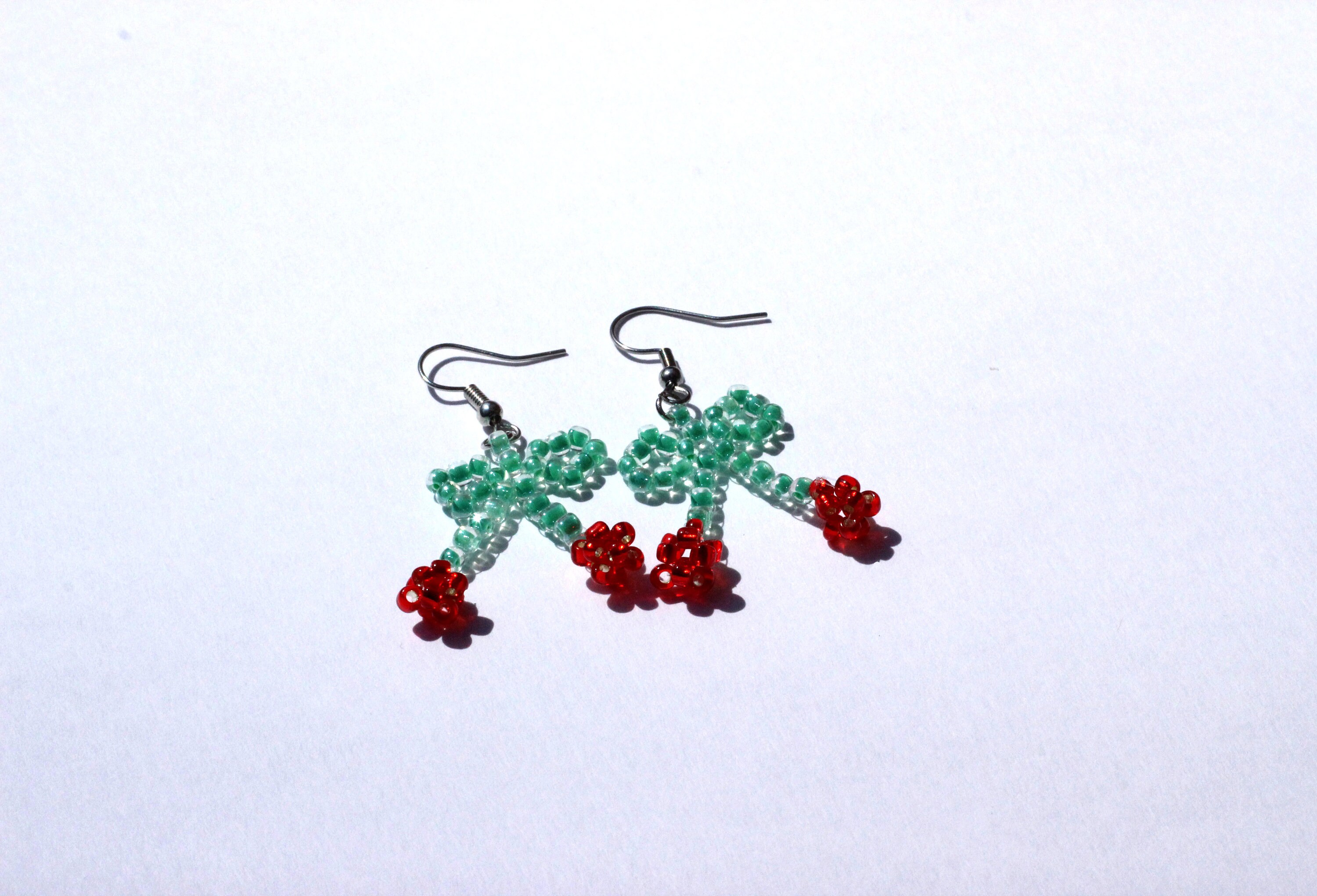 beaded cherry earrings