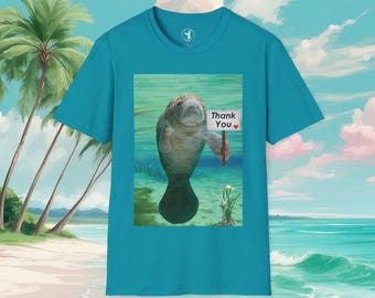 Manatee Thank You T-Shirt, Wildlife Conservation Tee, Eco-Friendly Gift