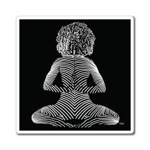 Zen Meditation Female Silhouette Magnet, Boho Decor, Mindfulness Gift, Refrigerator Magnet, Art Magnet for Home