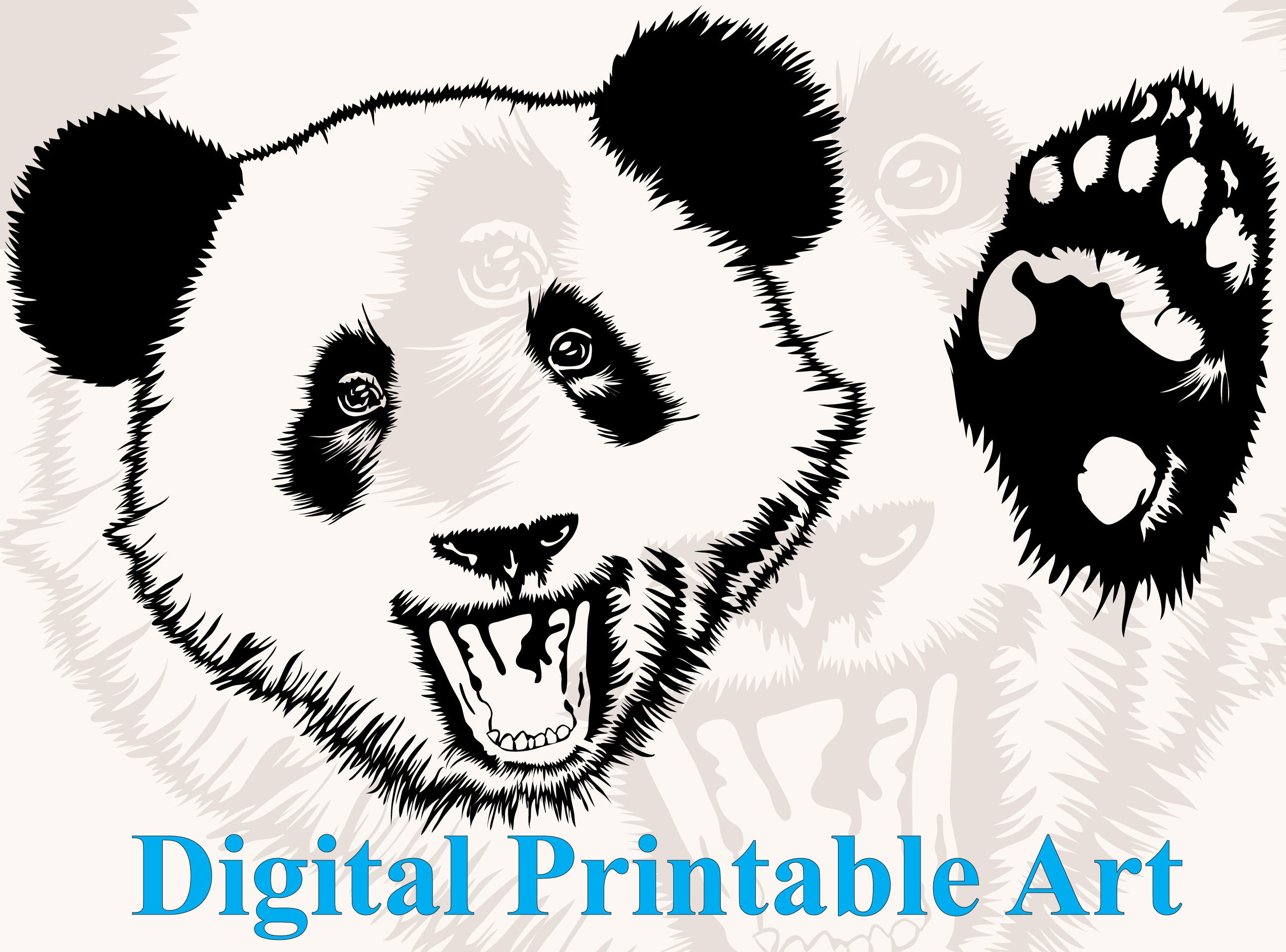 Panda Printable Art Digital Panda Print Clipart Printable - Etsy