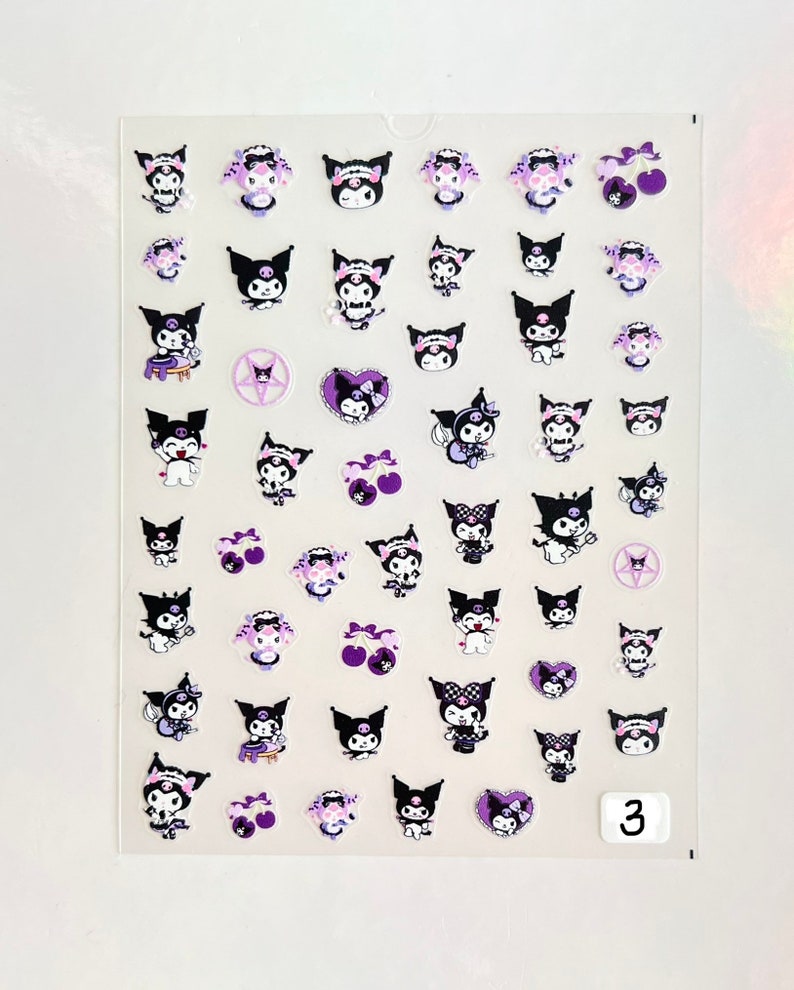 Hello Kitty My Melody Kuromi Sanrio Cartoon Nail Art Stickers Etsy