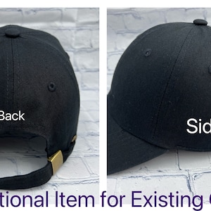 Embroidery on the back/side of the hat