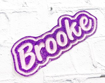 Glitter,  Glitter Purple Vinyl Personalized name patch, Custom name patch, Name Tag, Iron on Patch,  For Backpacks, Jackets, Lunch Bags