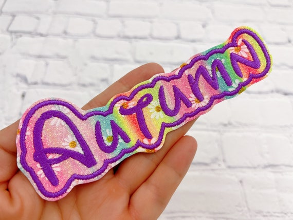 Embroidered Rainbow Glitter Name Patch