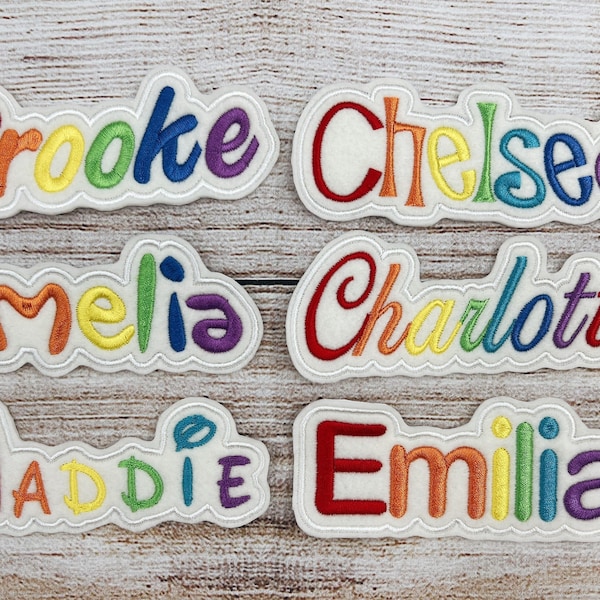 Raibow, Personalized name patch, Custom name patch, Name patch, Name tag,  Iron on Patch,  For Backpacks, Jackets, Lunch Bags