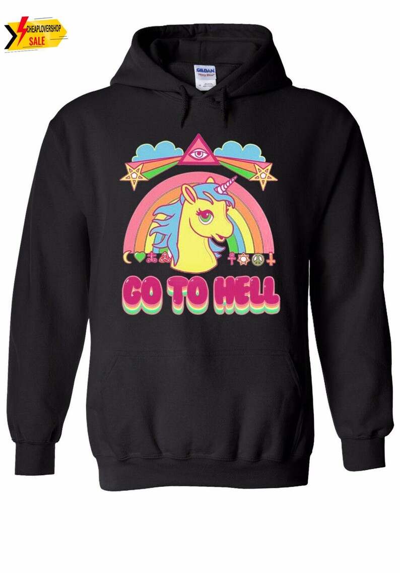 Hoodie Hot Trend Rainbow Unicorn Go To Hell Cartoon Men Women Unisex Top Hoodie Sweatshirt Hoodie New