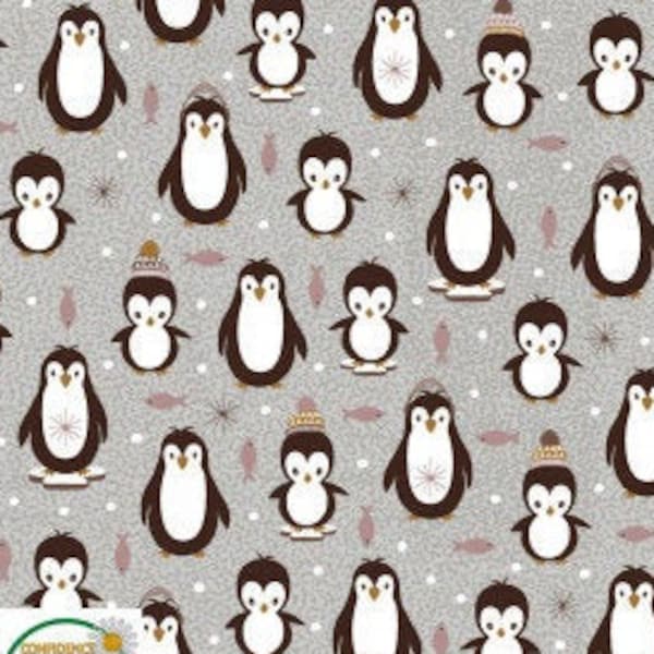 Stof Fabric, Nordic Friends, Penguin, Bear, Polar Bear  100% Cotton. Neutral Baby