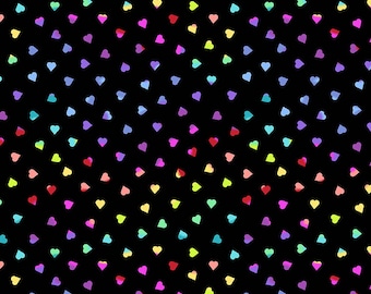 Beguiled by Libs Elliot,  Hearts in Rainbow Colours on Black
