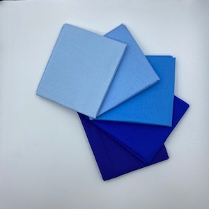 100% Cotton Plain Fat Quarter Bundle Blue Shades