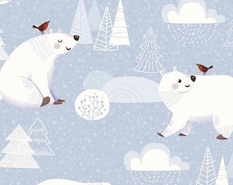 Little Johnny Polar Bear Fabric 100% Cotton 58" wide, Christmas