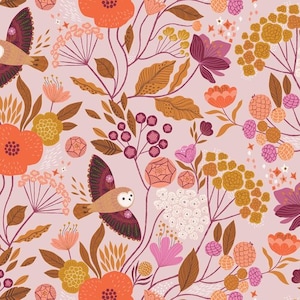 Dashwood Wild - Owl in Flight with late summer flowers and leaves