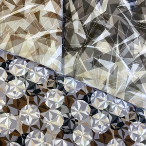 P&B Fire and Ice Fabric Kaleidoscope Neutral shattered glass rainbow