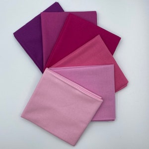 100% Cotton Plain Fat Quarter Bundle Pinks