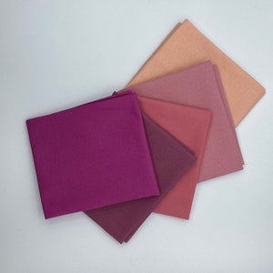 100% Cotton Plain Fat Quarter Bundle Dusky Rose Pinks