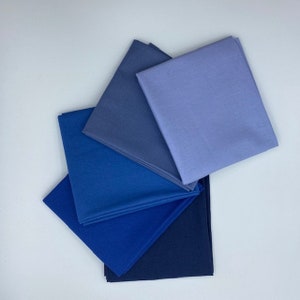 Fat Quarter Bundle Shades of Muted Blues 100% Cotton