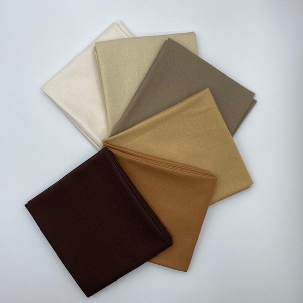 Lot Fat Quarter unie 100 % coton marron