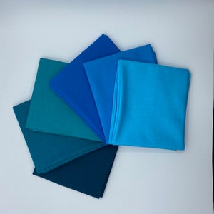 100% Cotton Plain Fat Quarter Bundle Sea Shades