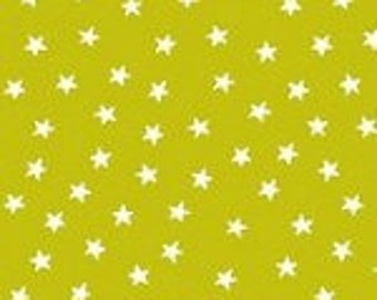 Makower Star Bright Fabric, Star Fabric Chatreuse