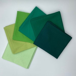 100% Cotton Plain Fat Quarter Bundle Shades of Green