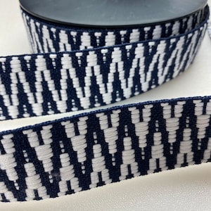 Gurtband - Strapazierfähig, Gürtel, Taschengurte, mattes Finish. Marine/Weiß Gemustert 38 mm