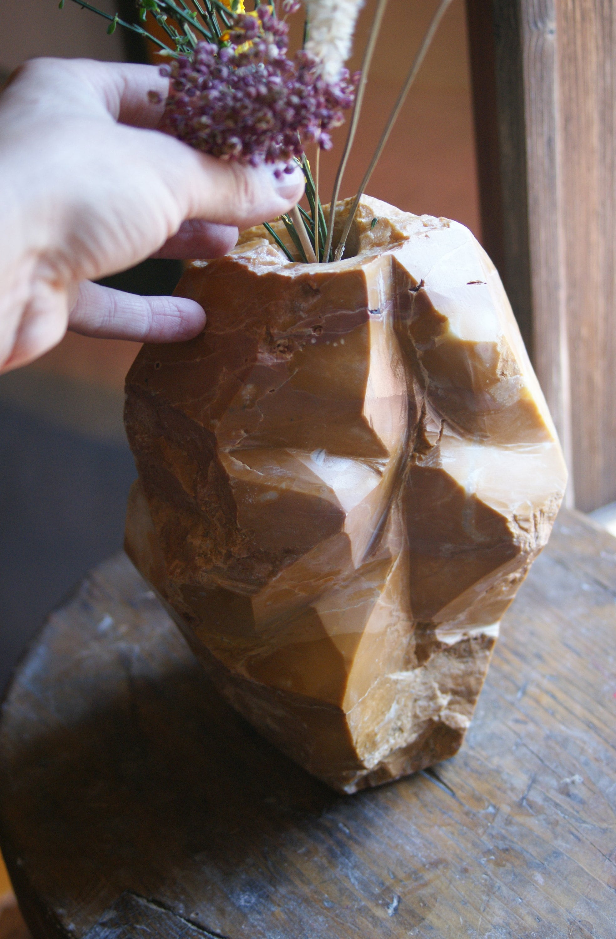 Marble Vase, Table Flower Stand, Matite Door, Unique Natural Stone Vase ...