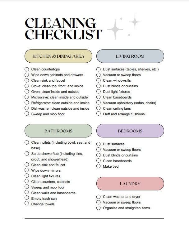 Minimalist Cleaning Checklist - Etsy