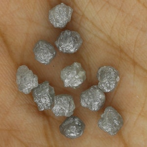 10-50  Pcs 5.0 - 6.0mm Grey  Rough Diamond, Natural Round Grey  Raw Diamond, Uncut Diamond, Conflict Free