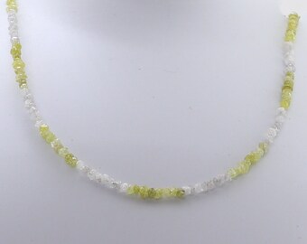 Yellow & White Genuine Raw Rough Diamond Necklace, Sterling Silver Clasp, Women's Delicate Jewelry, personalized gifts for dad,uncut diamond
