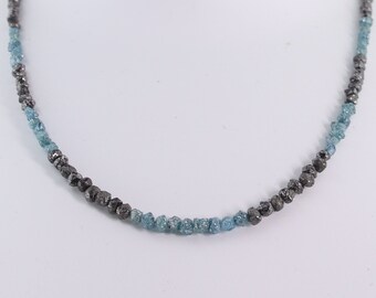 Collar de diamantes en bruto genuinos negros y azules, cierre de plata esterlina, piedra natal de abril, joyería delicada para mujer, regalo de Navidad para ella