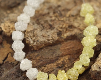 10-50 piezas de diamantes en bruto blancos y amarillos, 3,00-4,00 mm, cuentas perforadas de diamante crudo natural con forma suelta sin cortar, diamante libre de conflictos.