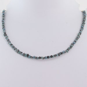 Black & Blue  Genuine Raw Rough Diamond Necklace, Sterling Silver Clasp,Women&#39;s Delicate Jewelry, personalized gifts for dad, uncut diamond