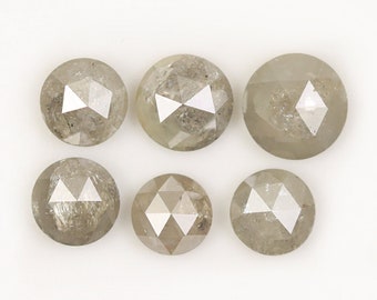 Partia naturalnych diamentów o masie 3,37 ct, sól i pieprz | Okrągłe, szare, luźne diamenty o szlifie rozetowym | Rustykalne kamienie wydobywane z ziemi | 4,40–5,80 mm Dostawy hurtowe