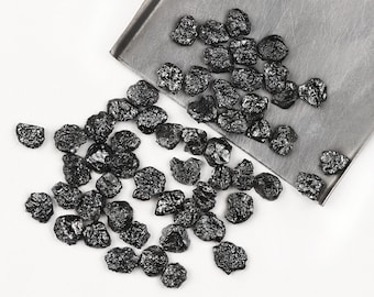 10-50 piezas de 5,0-7,0 mm, diamante negro natural en bruto, diamante negro plano, diamante suelto para joyería, diamante extraído de la tierra
