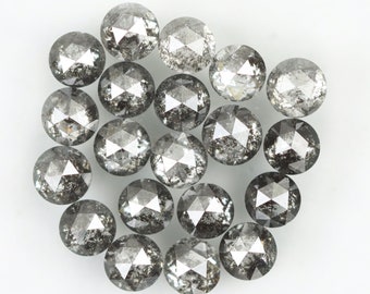 Zestaw rustykalnych diamentów „sól i pieprz” | 1,76 ct, 2,50 mm, okrągłe diamenty w szlifie rozetowym | Naturalne luźne kamienie Galaxy do wyrobu biżuterii | GDR284