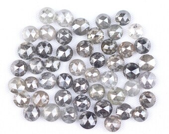Zestaw rustykalnych diamentów w kolorze soli i pieprzu o średnicy 3-4 mm | Szary okrągły szlif różany | Naturalne luźne diamenty do wyrobu biżuterii | Bezkonfliktowy | 5-30 szt.