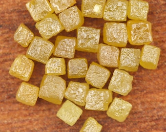 2.00 - 3.00 mm Natural Loose Diamond Rough Cube Yellow Color I3 Clarity Yellow Raw Diamond Box square Diamonds, Yellow Uncut raw Diamond