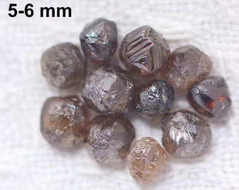 10 - 50 szt. 5,0 - 6,0 mm Brązowe diamenty, Brązowy surowy diament, Naturalny brązowy surowy diament, Nieoszlifowany diament, Bezkonfliktowy! Surowy diament