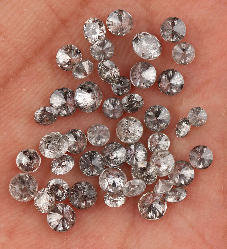2.00-3.00 MM、ソルトアンドペッパーダイヤモンド、ラウンドカットダイヤモンド、ソリティアダイヤモンド、ポリッシュダイヤモンド、ブリリアントカットダイヤモンド（10〜50個のオプション） 画像 6
