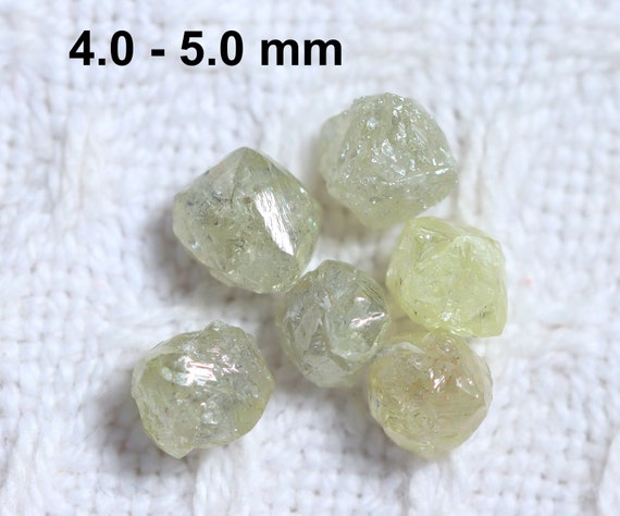 10 50 Pcs 4.0 5.0 Mm Light Yellow Grey Diamonds Rough Diamond