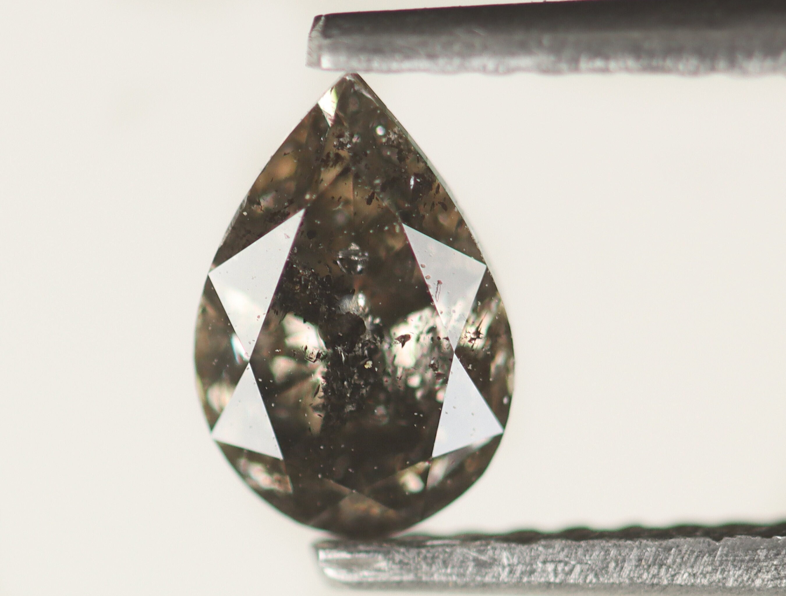 0.93 Ct | 7.20X4.70X3.60 MM | Natural Cognac Brown Salt and Pepper Loose Diamond | Pear Cut Diamond | P55