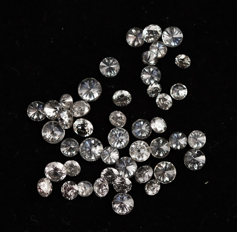 2.00-3.00 MM、ソルトアンドペッパーダイヤモンド、ラウンドカットダイヤモンド、ソリティアダイヤモンド、ポリッシュダイヤモンド、ブリリアントカットダイヤモンド（10〜50個のオプション） 画像 7