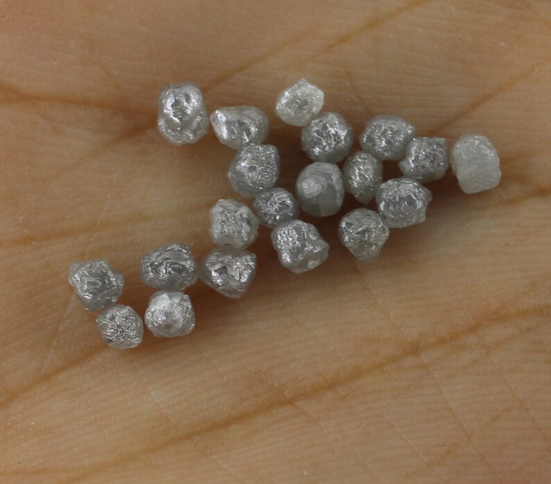 Conflict Free Uncut Diamond 10-50 Pcs 2.0-3.0mm Grey Rough Diamond Natural Round Grey Raw Diamond