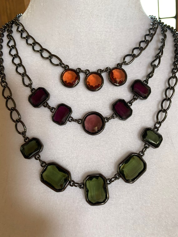 Multicolor necklace with glass pendants - image 2