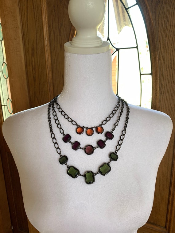 Multicolor necklace with glass pendants - image 1