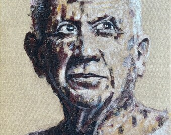 PABLO Picasso, Portrait Acrylic Painting, 16x20 Stretched Burlap Canvas, Contemporary Wall Art